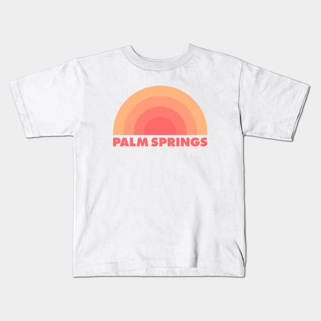 Palm Springs Retro Rainbow Badge Orange Kids T-Shirt by modeoftravel